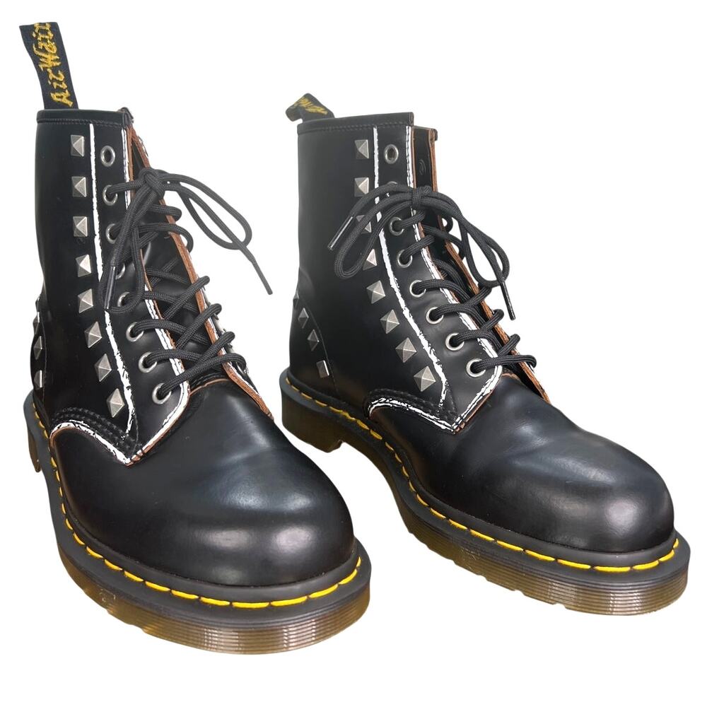 Dr. Martens Unisex 1460 Stud 8 Eye Black Leather Combat Boots Size M 9 W 10 - Picture 5 of 10